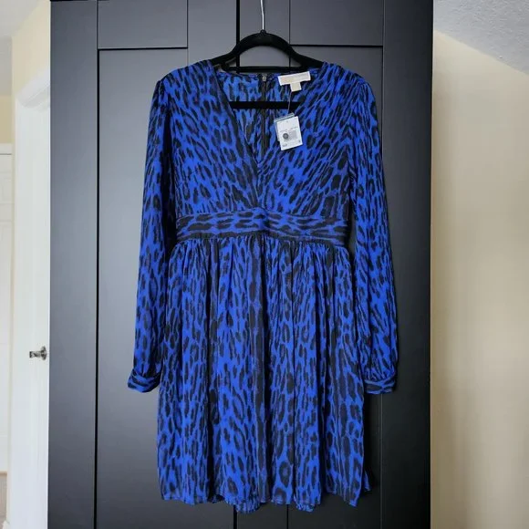 MICHAEL Michael Kors | Dresses | Michael Kors Electric Blue Leopard Print  Condition Excellent Short Casual Dress